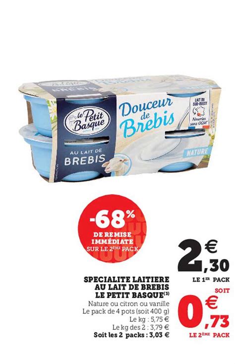 Promo Spécialité Laitière Au Lait De Brebis Le Petit Basque chez U