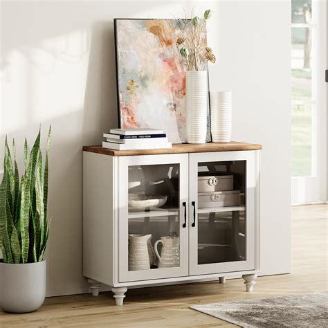 Amazon WAMPAT Sideboard Buffet Cabinets With Glass Door Kitchen