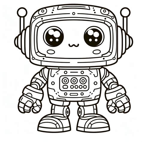 Cute Robot 🤖 Coloring Page