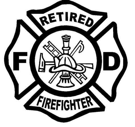 Retired Firefighter Maltese Cross Vinyl Decal Sticker Custom Fire Dept