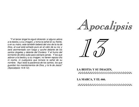 Apocalipsis 13 y la bestia de Apocalipsis Y el tercer ángel le