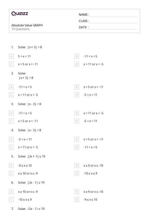 50 Absolute Value Worksheets For 4th Class On Quizizz Free And Printable