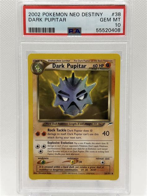 Mavin Pokemon Card Dark Pupitar 38105 Neo Destiny Psa 10 Gem Mint