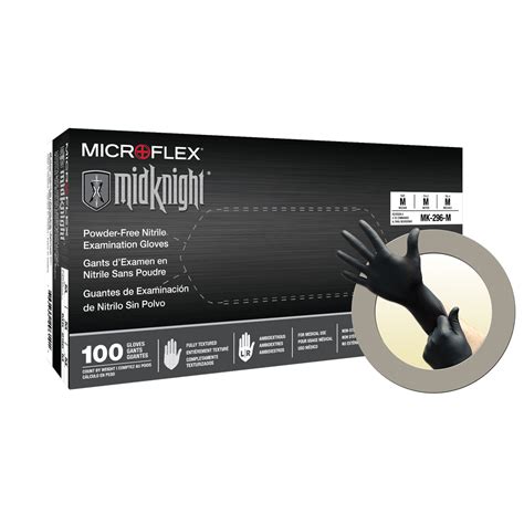 Microflex Midknight Powder Free Nitrile Black Exam Gloves Small