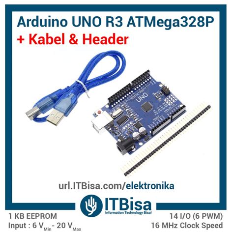 Jual ITBisa Arduino UNO R3 CH340G SMD Clone Plus USB Kabel 30CM