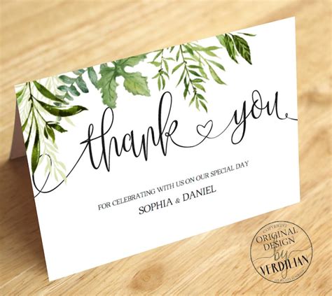 Rustic Thank You Card Template Printable Folded Thank You Etsy