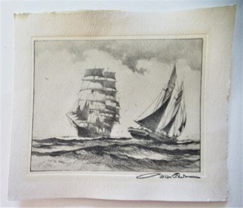 Bid Now Gordon Grant Clipper And Schooner Original Aaa Etching C