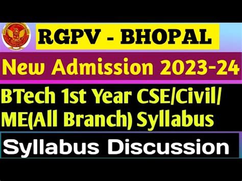 Rgpv Btech St Year St Semester All Branches Syllabus Discussion