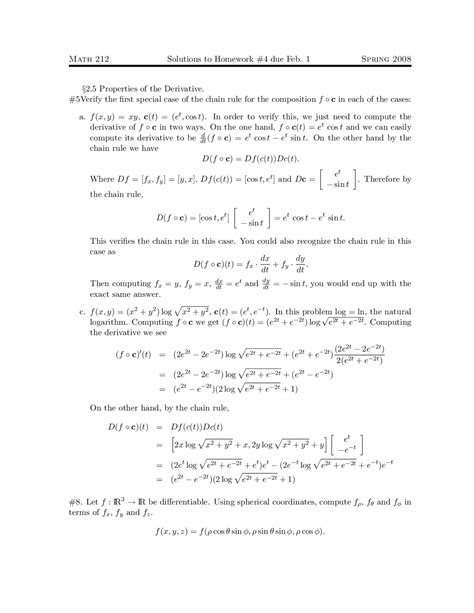 Properties Of Derivative Multivariable Calculus Solved Past Paper