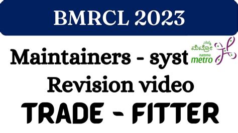 BMRCL Maintainer Systems Quick Revision Video YouTube