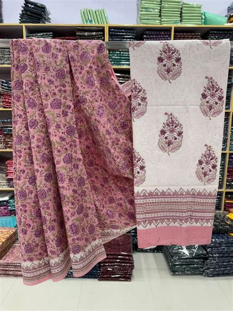 Block Printed Cotton Saree Sarees Ladies Saree Women Sarees इडयन