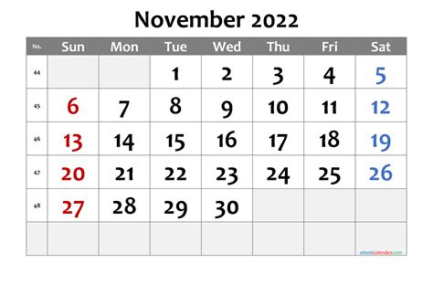 November 2022 Calendar