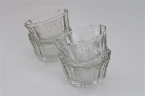 Vintage Pressed Glass Salts Salt Cellars Set Of Four Tiny Individual Dishes Salt Dips