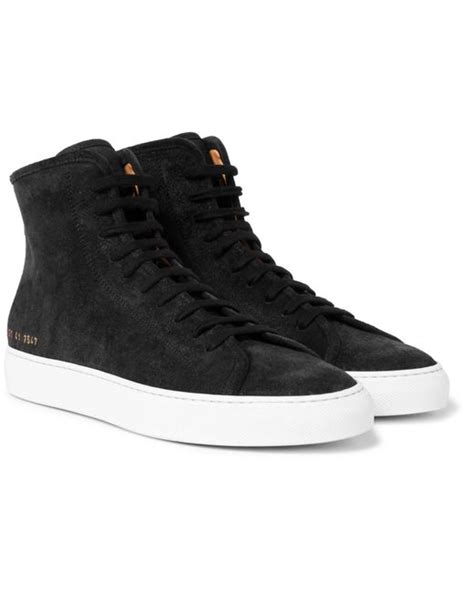 Common Projects Tournament Waxed Suede High Top Sneakers In Black For