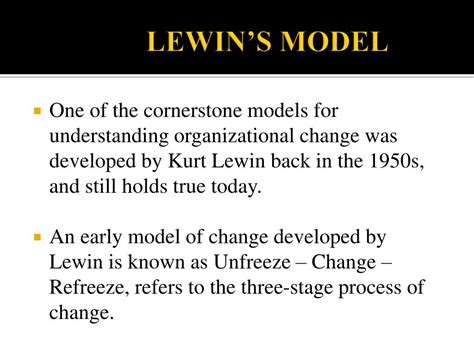 Kurt Lewin Three Step Model