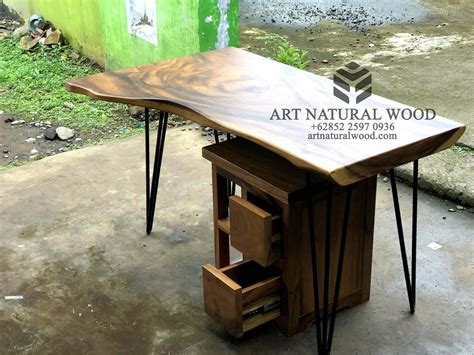 MEJA KERJA KAYU SOLID TREMBESI - ART NATURAL WOOD