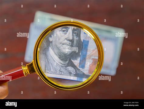 Dollar Bill Under A Magnifying Glass Concept Of Money Important Stock