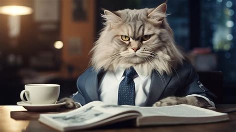 Cat In A Suit Premium Ai Generated Image