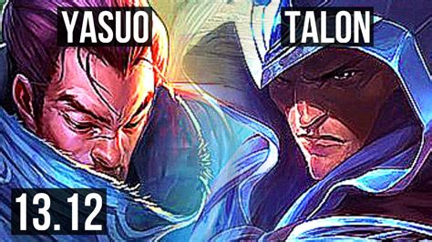 Yasuo Vs Talon Mid Winrate Legendary Euw Master