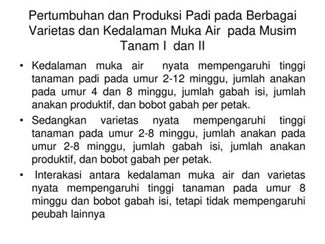 Kedalaman Muka Air Pengamatan Indragiri Fatmawati Ciherang Gilerang