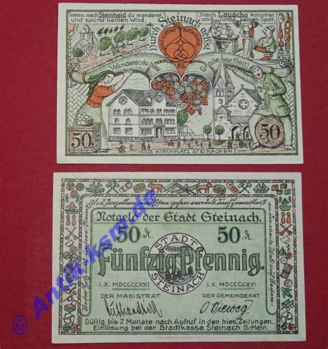 Seriennotgeld Deutschland 50 Pfennig Schein 1921 Notgeld Stadt Steinach