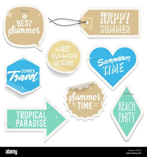 Summer Holiday Vacation Stickers And Labels Design Raster Version