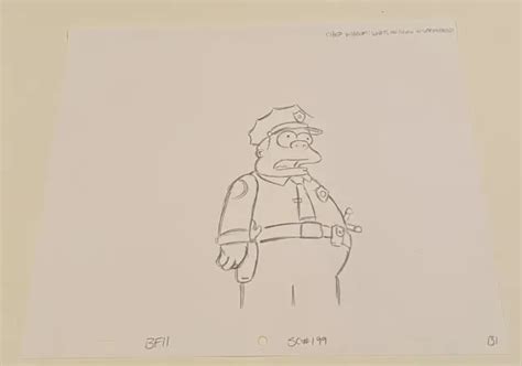 Simpsons Original Production Animation Sketch Drawing Cel Wiggum Rare Eur 6665 Picclick Fr