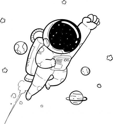 Astronaut Doodle Coloring Page for Kids