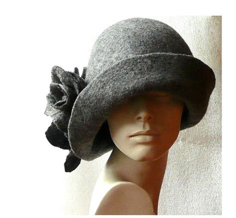 Gray Felted Hat Felt Hats Women S Hat Cloche Hats Felted Retro Hats