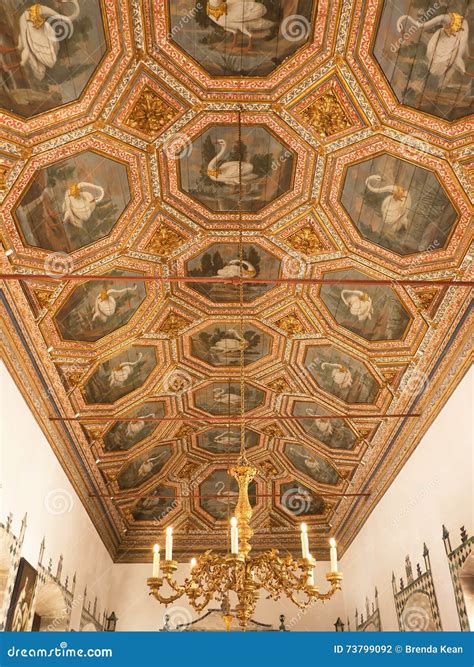 Swan Ceiling In The Pal Cio Nacional De Sintra In The Hills Above