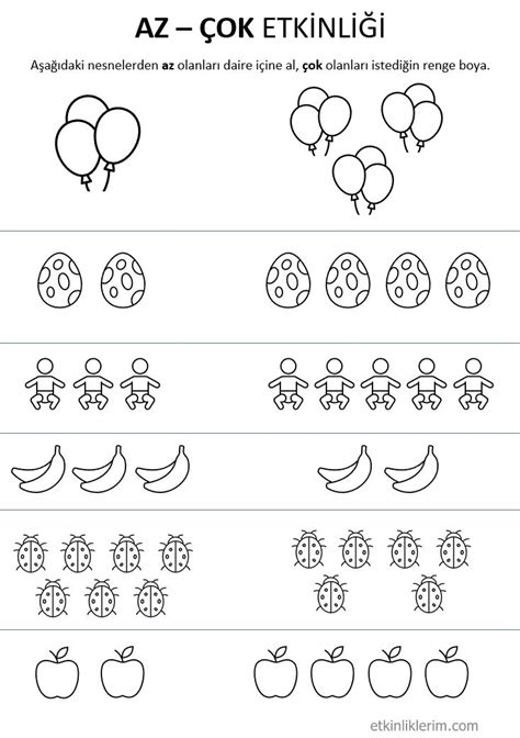 Az Çok Kavramı Okul Öncesi Tüm Etkinlikler Burada Etkinliklerim