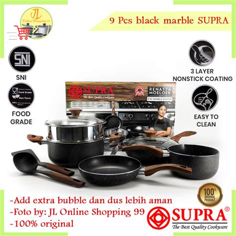 Panci Set Supra Black Series Renatta Moeloek 9pcs Ccokware Set