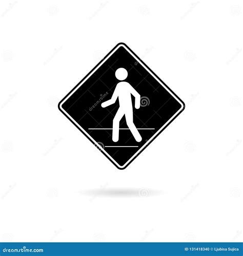 Black Pedestrian Traffic Sign Icon Or Logo Isolated On White Background