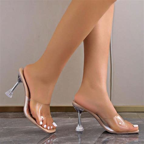 Sandales Talons Hauts En Pvc Transparent Pour Femmes Chaussures