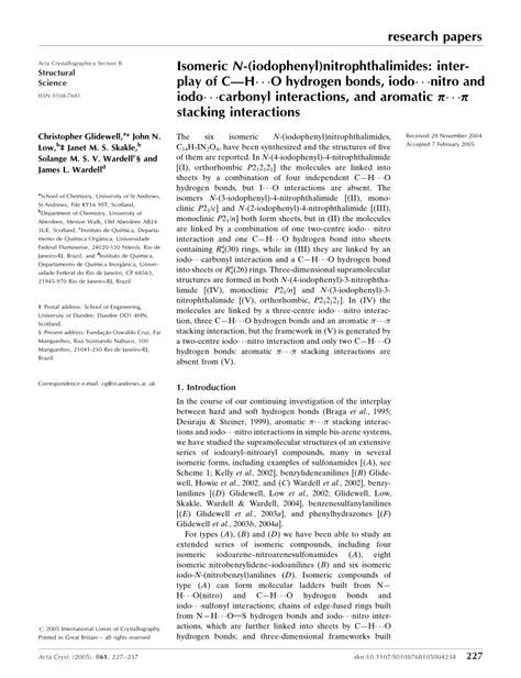 Pdf Isomeric N Iodophenyl Nitrophthalimides Interplay Of Ch O