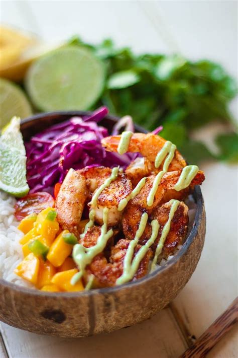 Healthy Shrimp Taco Bowl Recipe With Cilantro Lime Mayo Cinnamon