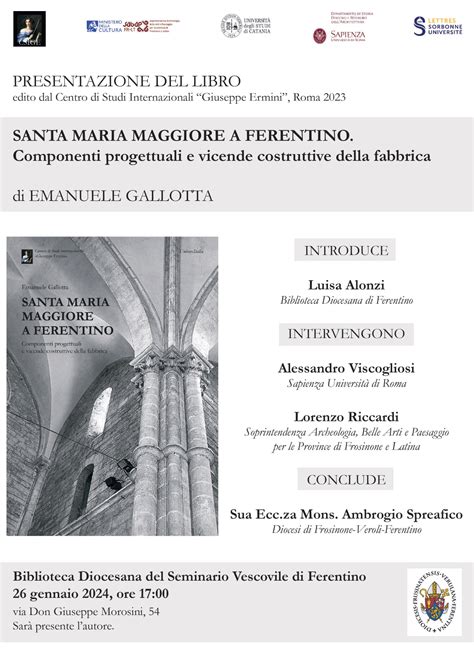 Biblioteca Diocesana Venerdì la presentazione del libro Santa Maria