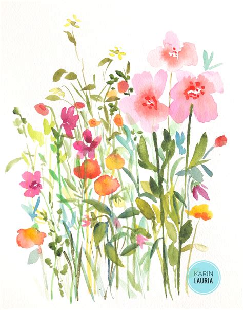 Watercolor Flower Garden Illustration