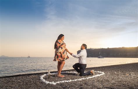 A Romantic Beach Proposal In Santorini Santorini Photographer Pre