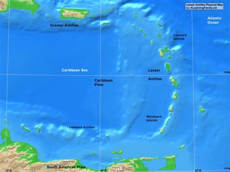 Lesser Antilles Physical Map - A Learning Family