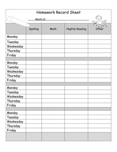 Easy Homework Sheets