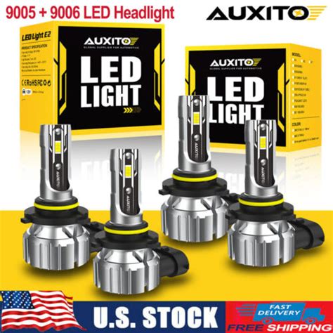 4x AUXITO 9005 9006 Combo LED Headlight High Low Beam Bulbs 6000K Cool