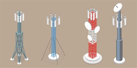 Premium Vector 3d Isometric Flat Vector Set Of Telecom Towers