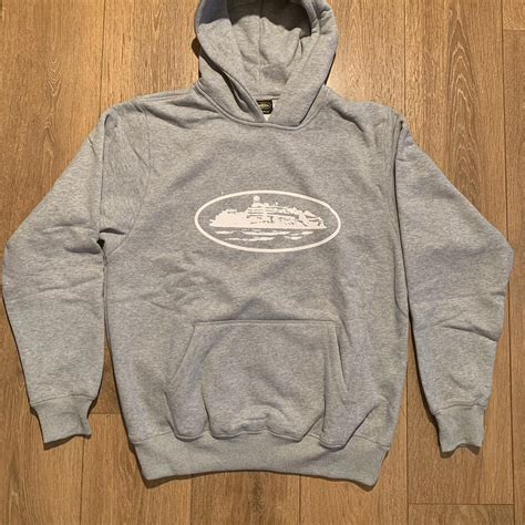 Corteiz Crtz Grey Alcatraz Hoodie Jumper Medium Depop