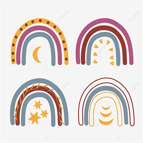 Hand Drawn Scandinavian Rainbow Set Collection Hand Drawn