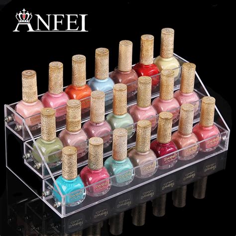 3 Layers Acrylic Nail Polish Display Stand Shelf Rack Makeup Organizer