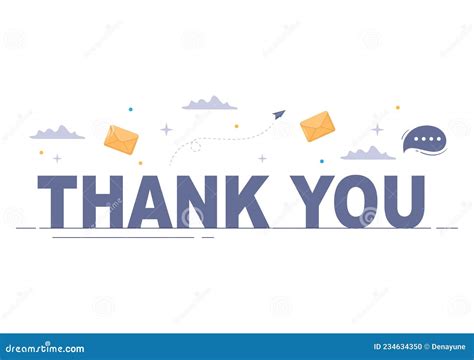 Email Thank You Banner Flat Illustration With Envelope Greeting Card