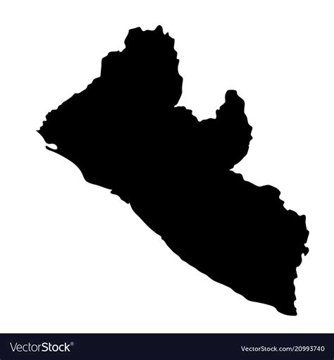 Black Silhouette Country Borders Map Liberia Vector Image