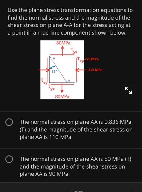 Solved Use The Plane Stress Transformation Equations To Find Chegg