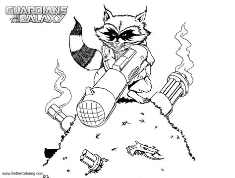 Rocket Raccoon From Guardians Of The Galaxy Coloring Pages Free